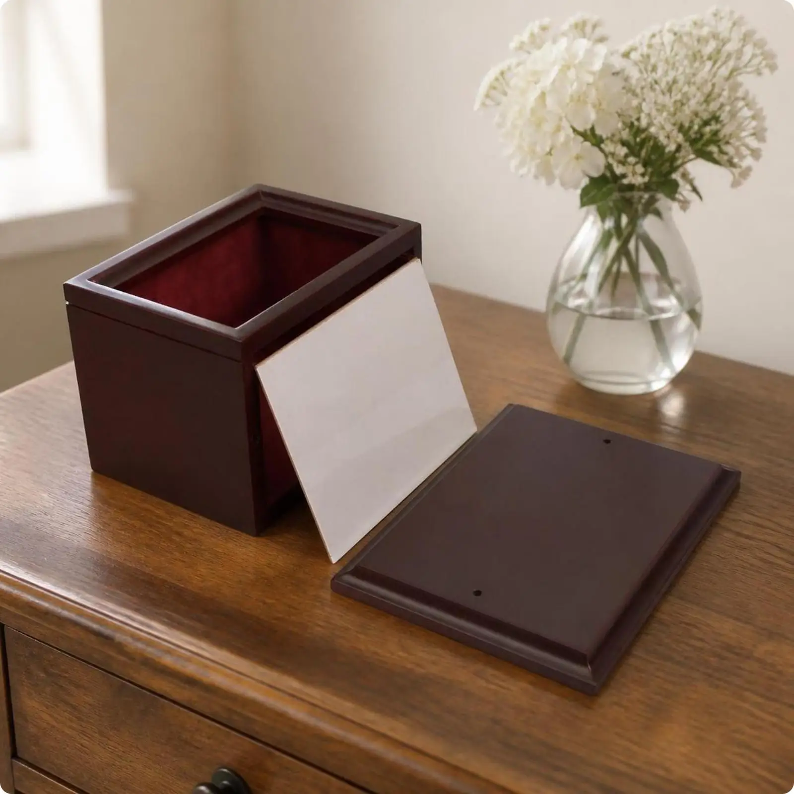 Rectangular Memorial Urn for Pet Ashes MDF Wood Picture Frame Lid Secure Screw Closure Compact Home Display Keepsake Box