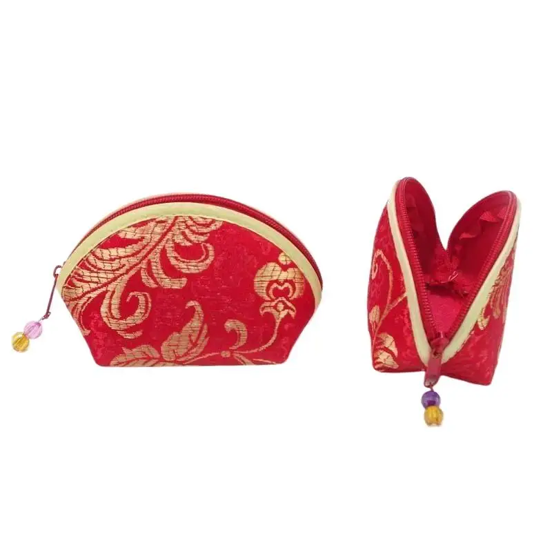 Stoff-Reißverschlussbeutel mit Stickerei, mehrfarbig, für Halsketten, Geschenkbeutel, Schmuckbeutel für Damen, Geldbörse, chinesischer Stil, Schmuckaufbewahrungstasche – Detail 6
