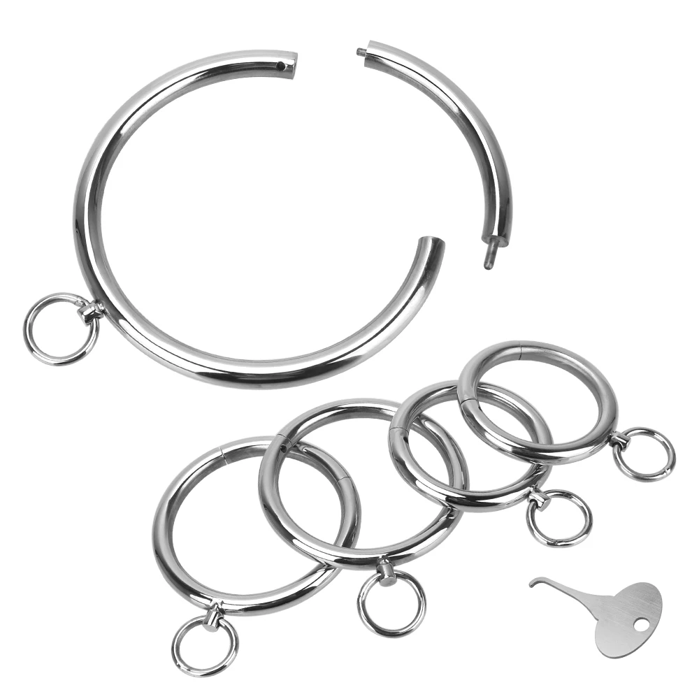 Slave Role Play Metal Handcuff Adult Games Restraint Bondage Wrist Ankle Cuff Stainless Steel Neck Collar Sex Toys For Women Men