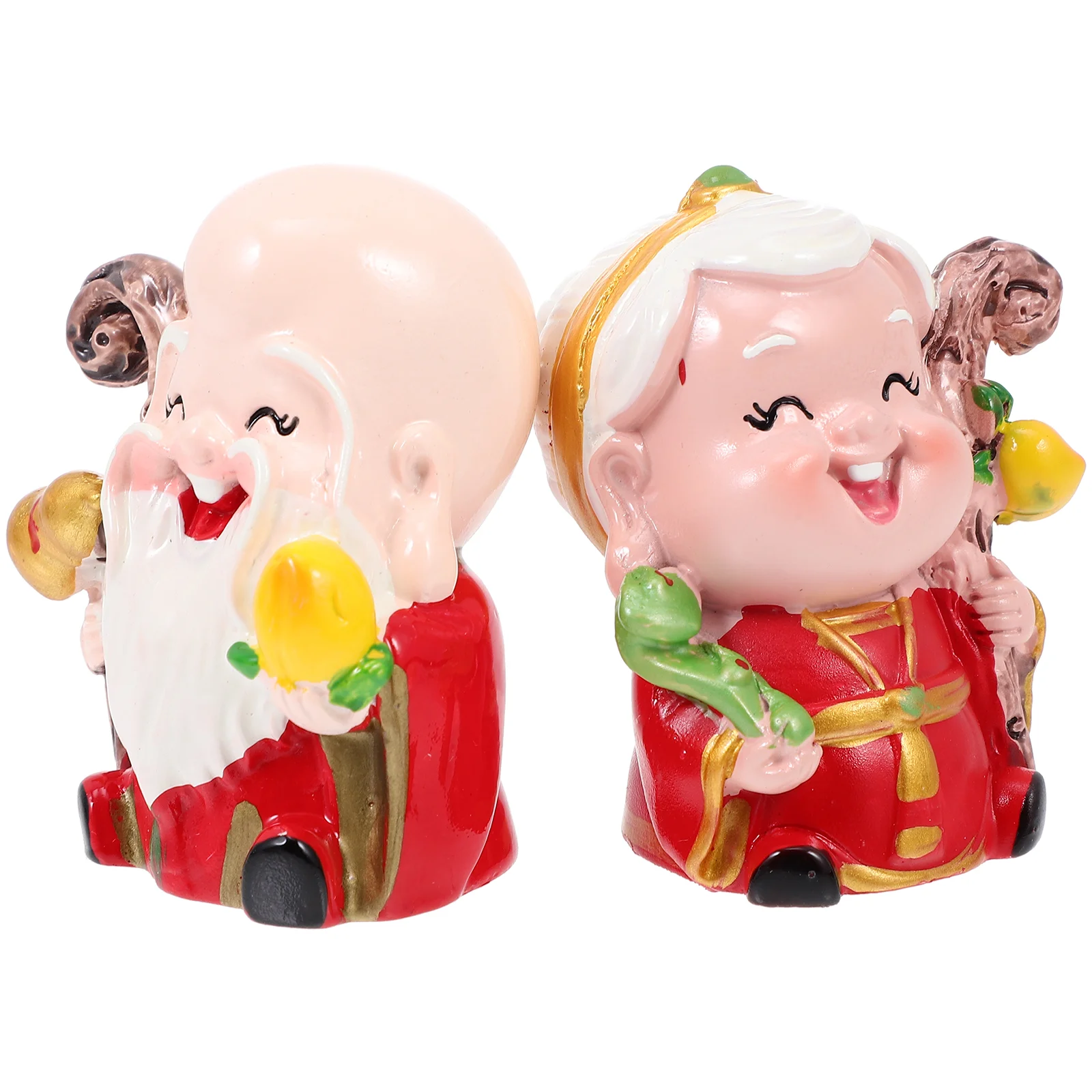 2 Pcs Car Dashcam Birthday Boy Toy Home Decor Creative God of Longevity Figurine Chinese Ornament Courtyard Adornment