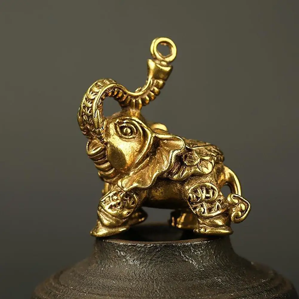 Mini Elephant Ornament Retro Solid Alloy Elephant Figurine Desktop Elephant Statue for Car Dashboard Home Decoration