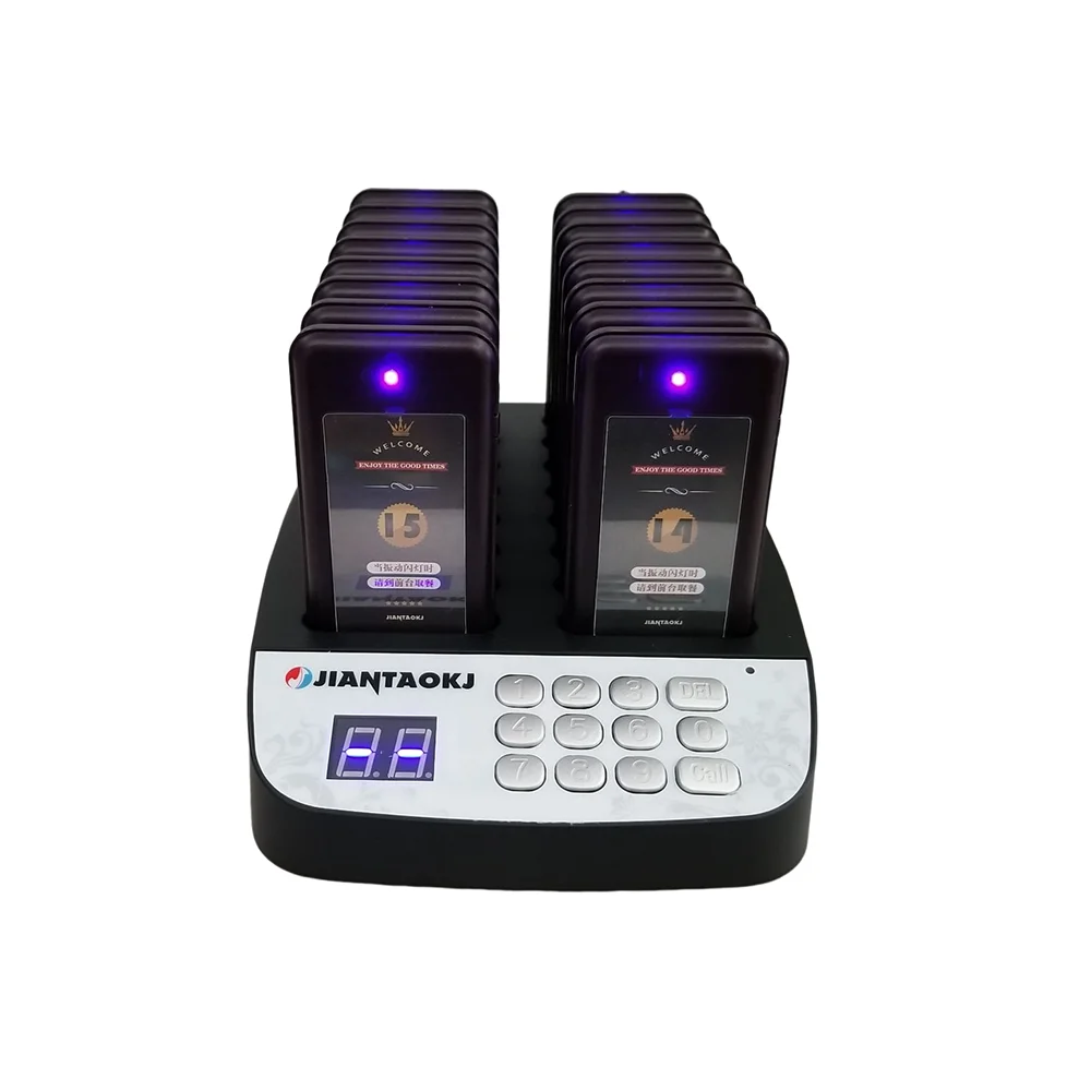 

Restaurant Beeper Queue Customer Guest 16 White Wireless Pager System For Clinic Coffee Shop Church Food Truck