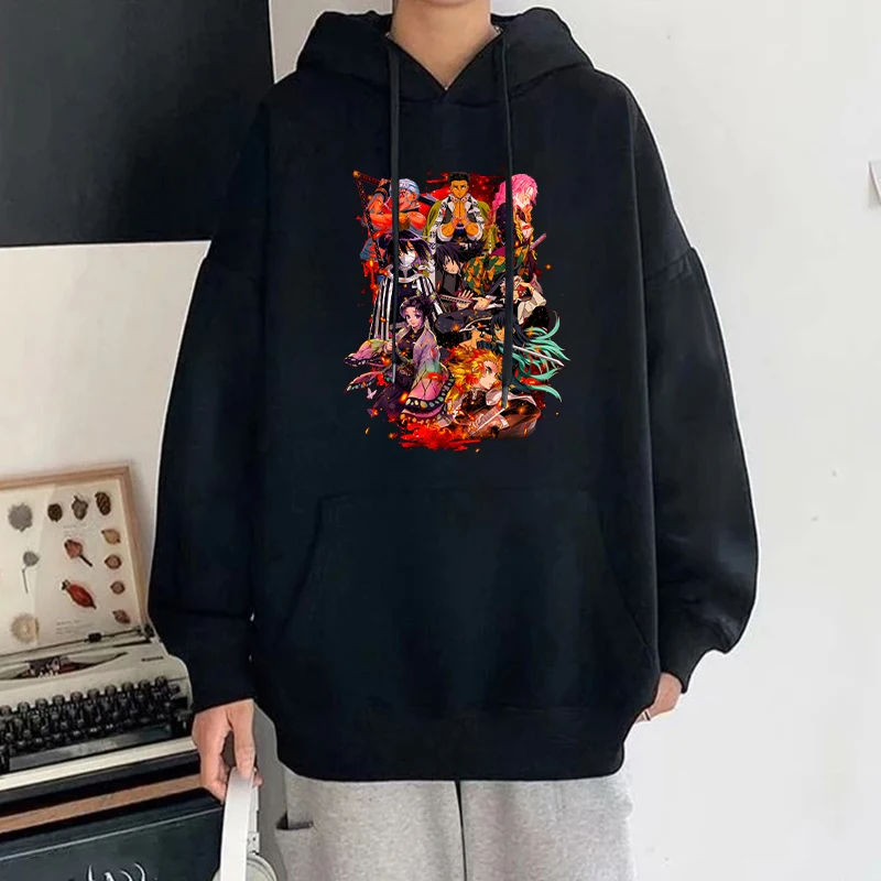 Sudadera con capucha con estampado de Anime Rengoku Kyoujurou Kochou Shinobu para mujer y niña, Top informal de manga larga, sudadera Harajuku,