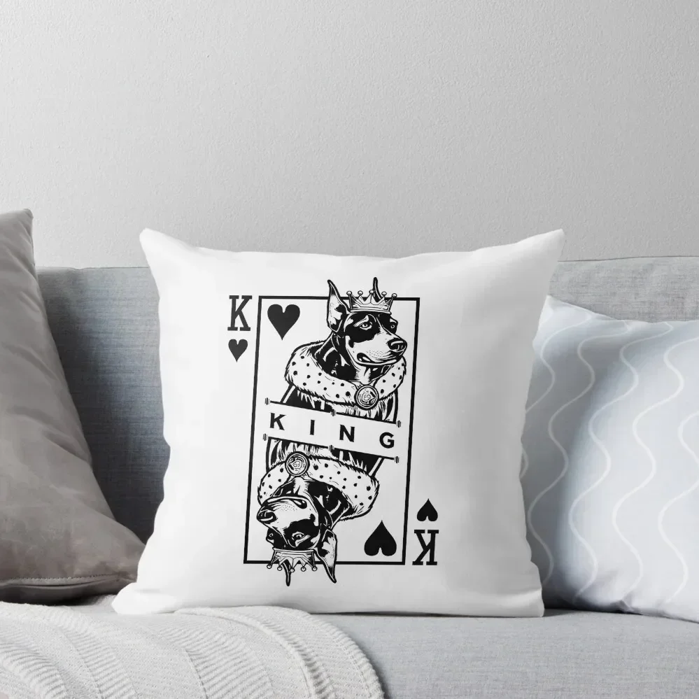 

Doberman Pinscher King Of Hearts Dog Playing Card Pop Art Throw Pillow Pillows Aesthetic autumn decoration pillow