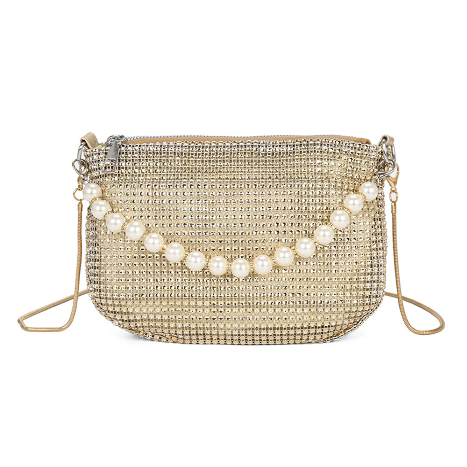 Imitation Diamond Shoulder Messenger Bag Crossbody Women Wedding Evening Party Clutch Fashion Ladies Pearl Chain Handbags Purses