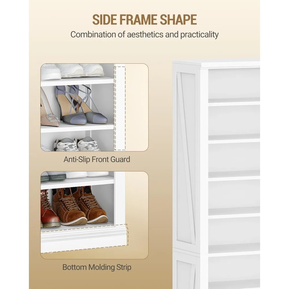 Shoe Storage Cabinet, 10 Tiers Freestanding Shoe Cabinets, Wooden Shoes Rack with Cubby, 36-40 Pairs, Customized