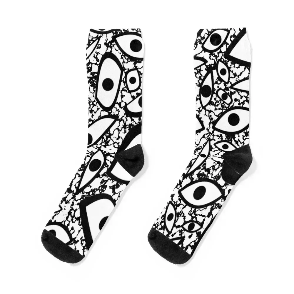 

White black eyes abstract art Socks christmas gift kawaii aesthetic happy Designer Man Socks Women's