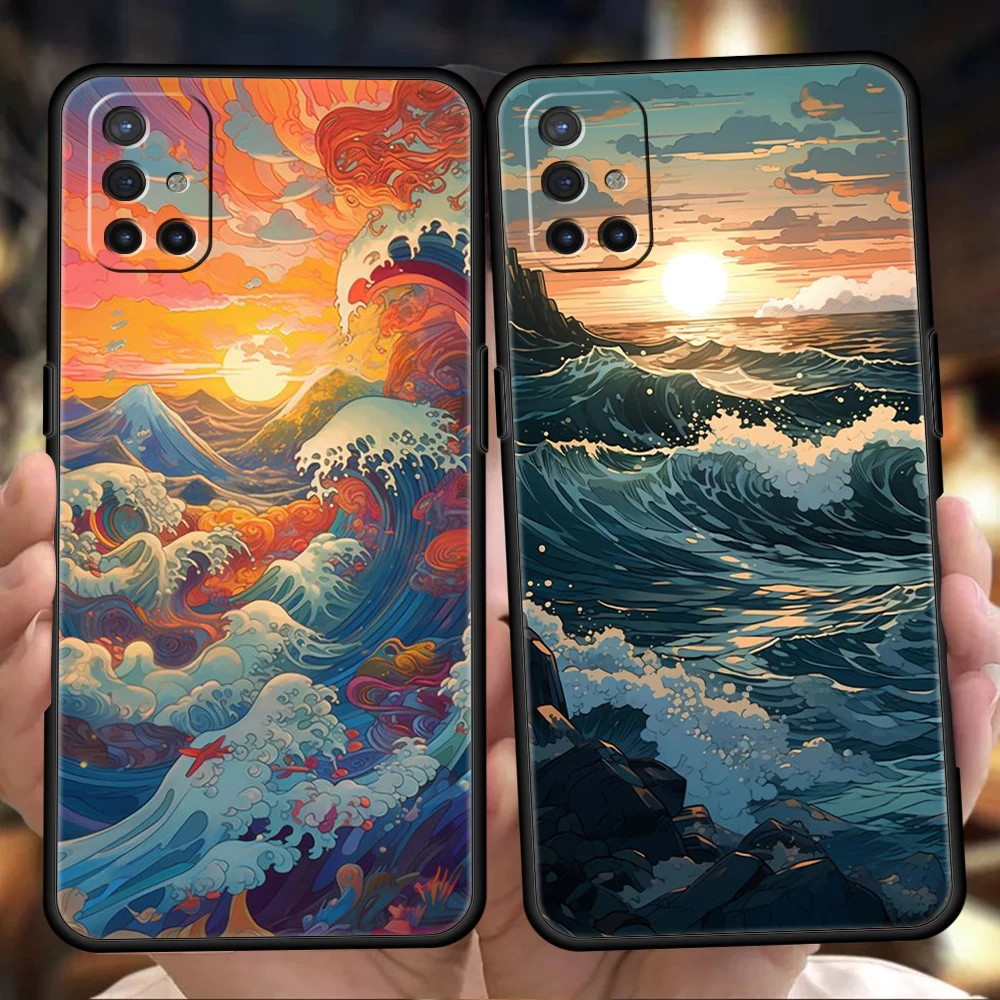 Sea Waves Luxury Phone Case For Oneplus 10T 11 R10 Nord N100 N200 N10 10 7 8 9 7T 8T 9R 9RT CE 2 Z Pro 5G Silicone Cover Capas