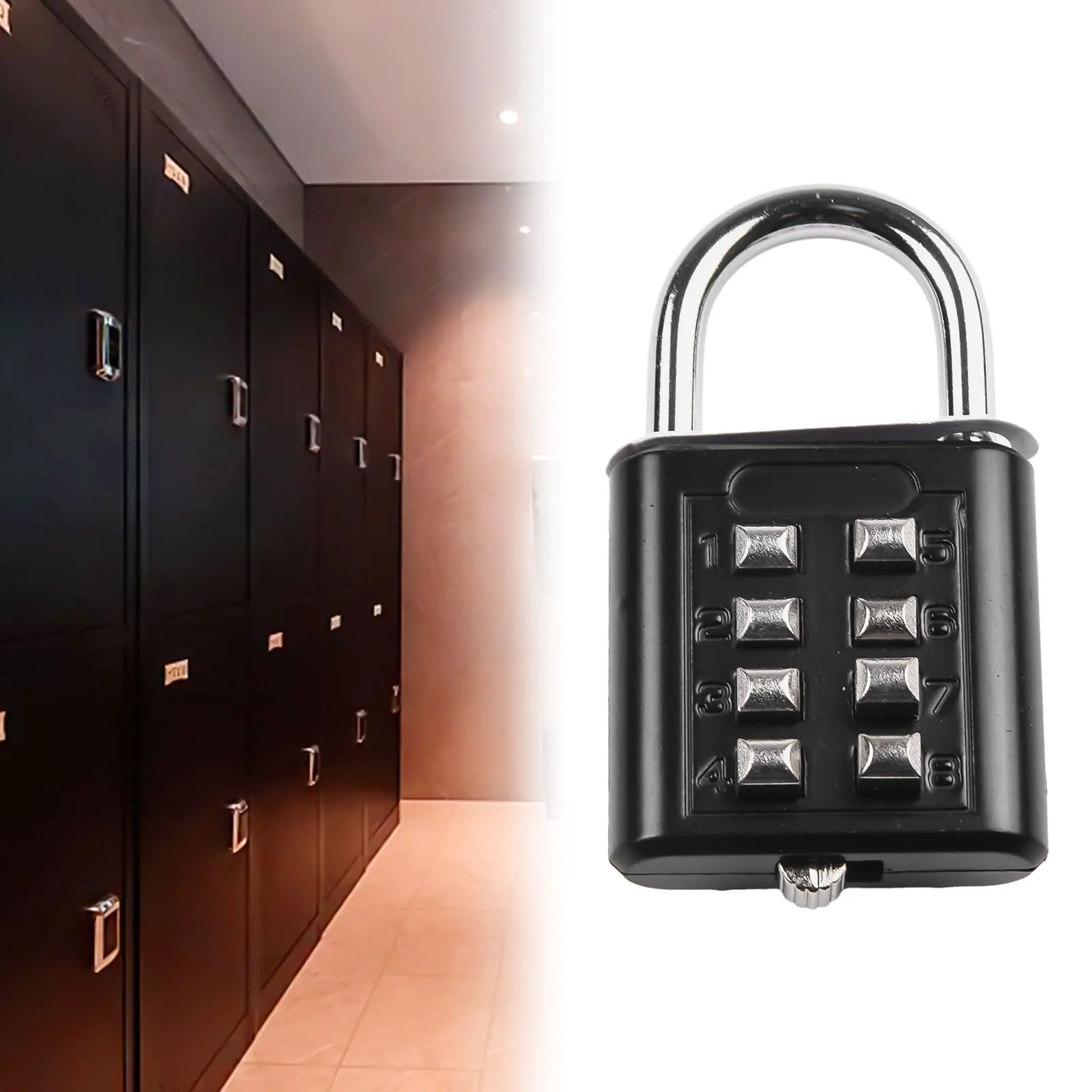 1x 8 Digits Password Code Combination Padlock Zinc Alloy Suitcase Code Smart Lock Code Keyed Anti-Thieft Lock High Quality