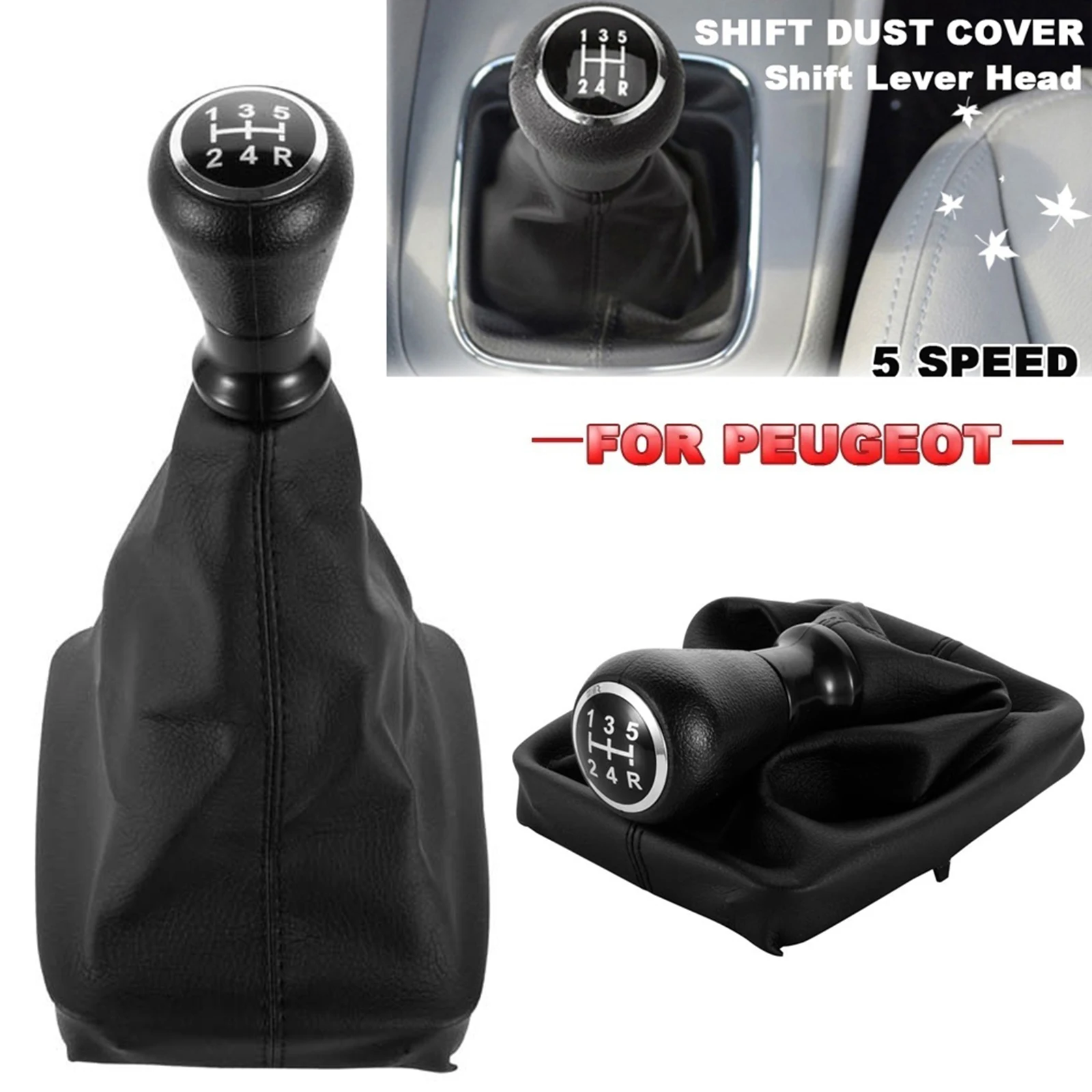 Gear Shift Knob for Peugeot 204 406 Boot Case 5 Speed Gear Shift Knob+Gaiter Gear Shift Knob Gaiter Boot Cover Car Accessories