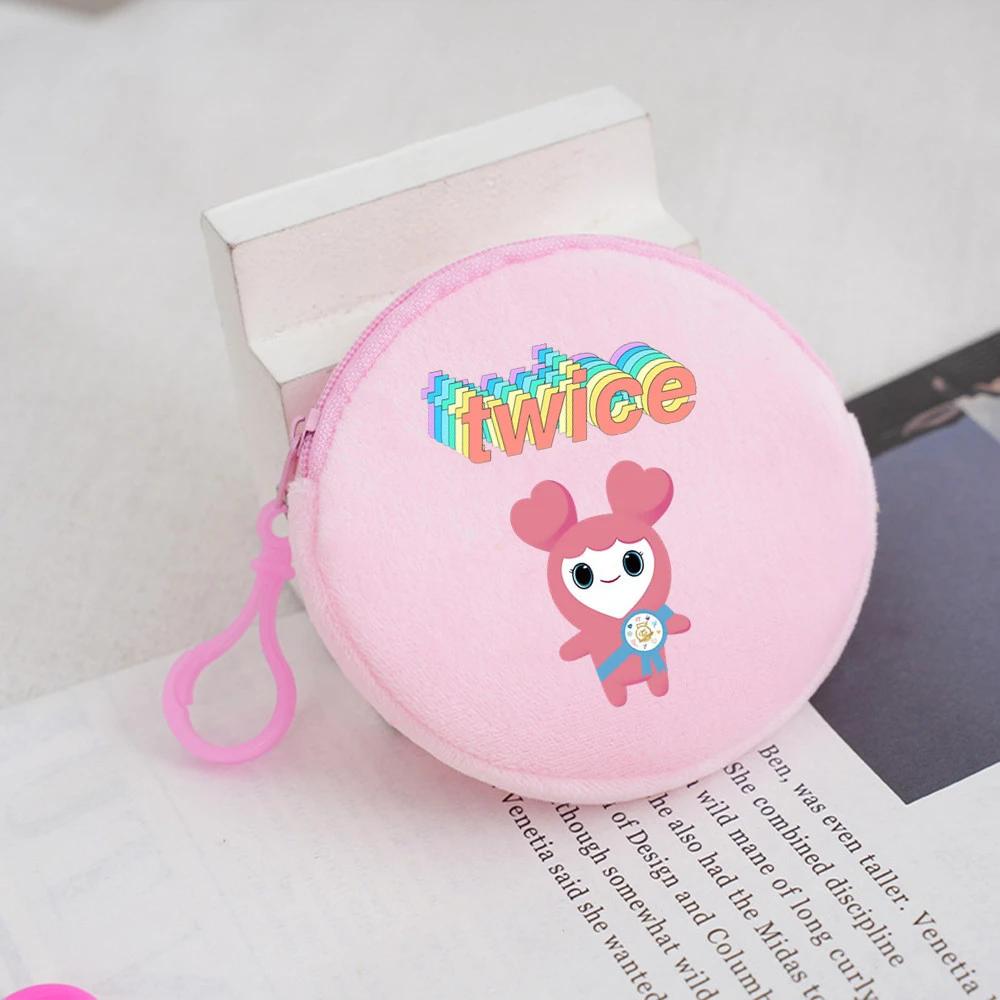 KPOP TWICE Coin Purse Cartoon Cute Printed Plush Wallet Keychain Pendant Backpack Accessories Sana NAYEON Mina DaHyun Fans Gift