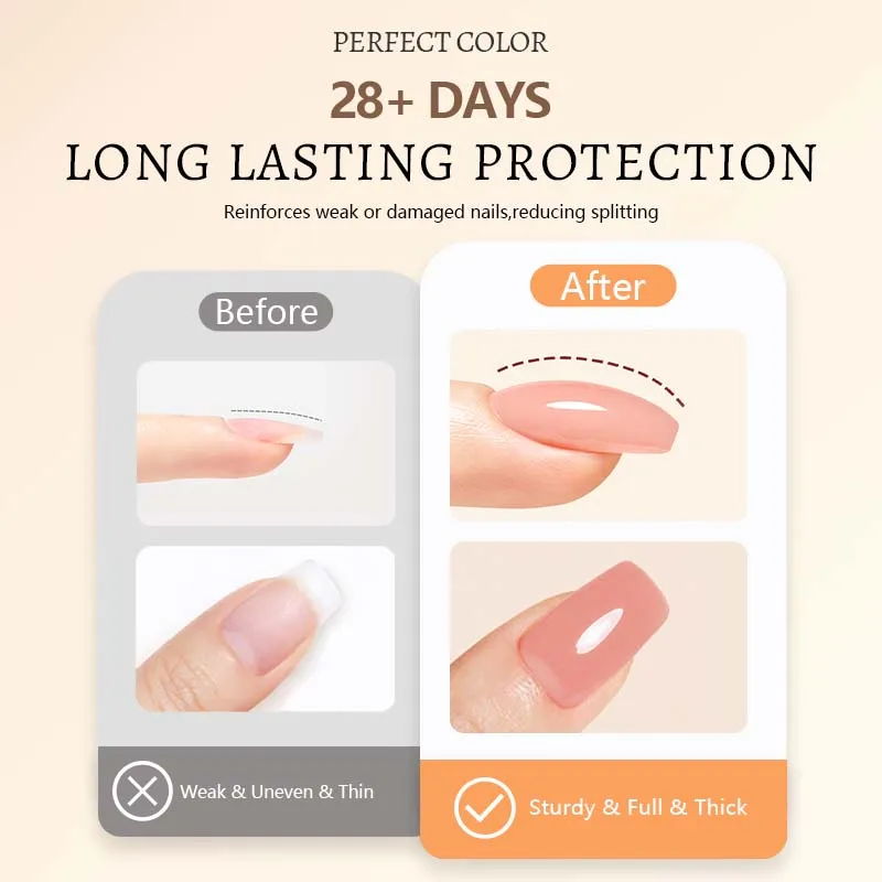 PERFECT COLOR Nude Pink Builder Gel 12ml Rubber Base Gel Natural Nail Strengthening Self Leveling Gel Pink Beige Nude Color UV LED Lamp Cure Long Lasting Gel Manicure