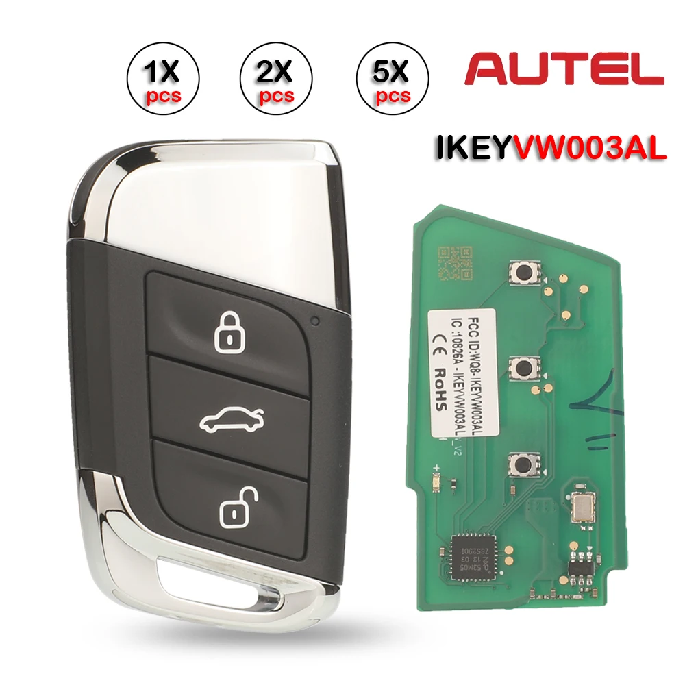 jingyuqin for Volkswagen IKEYVW003AL VW003AL Universal Smart Remote Key 3 Buttons Autel Smart Key For KM100 IM508 IM608