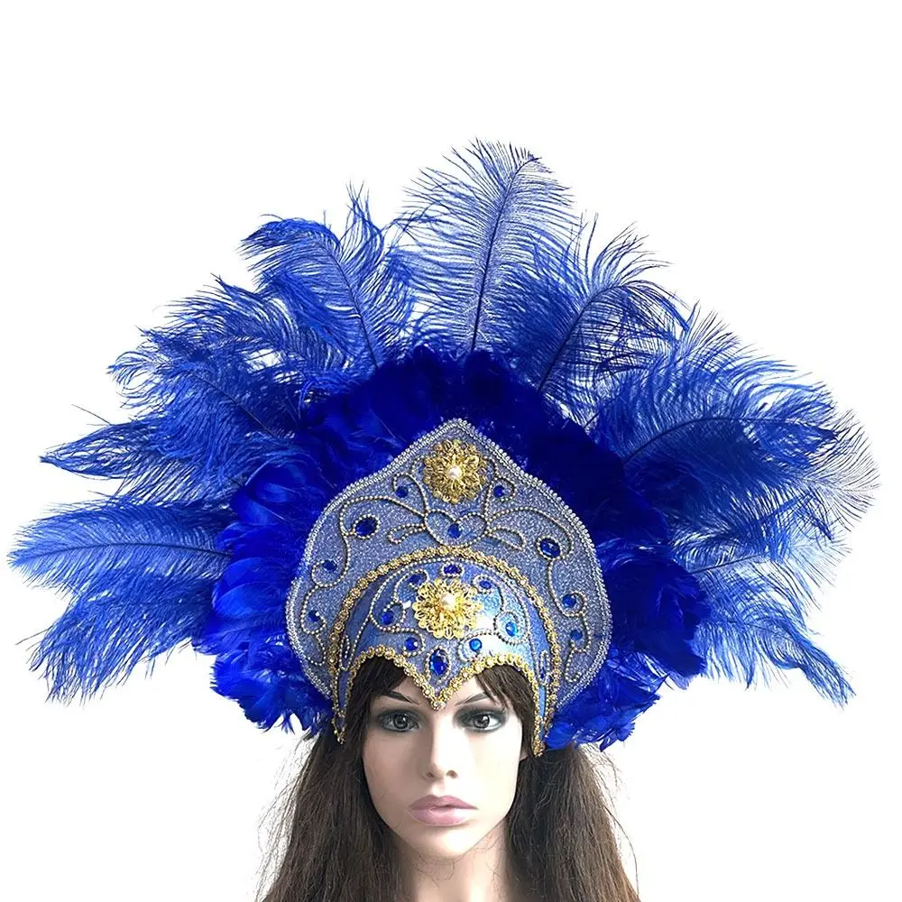 Brazil Carnival Party Feather Headdress Headpiece Crown Headdress Headband for Party Halloween Apparel Accessories