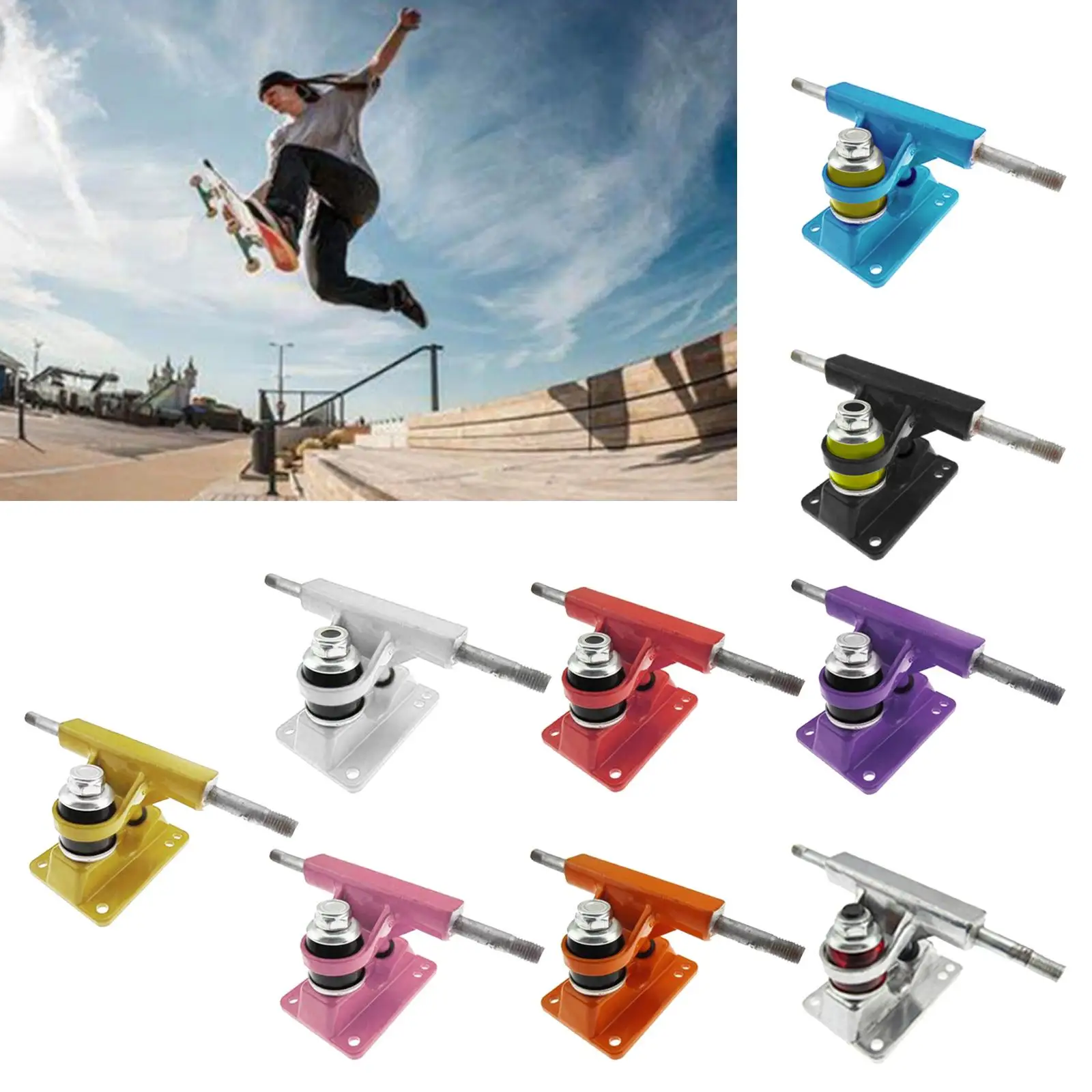 1 Pair 3.25 Inch Aluminum Alloy Skateboard Truck 50mm Bearing for Skateboard Longboard Decks for