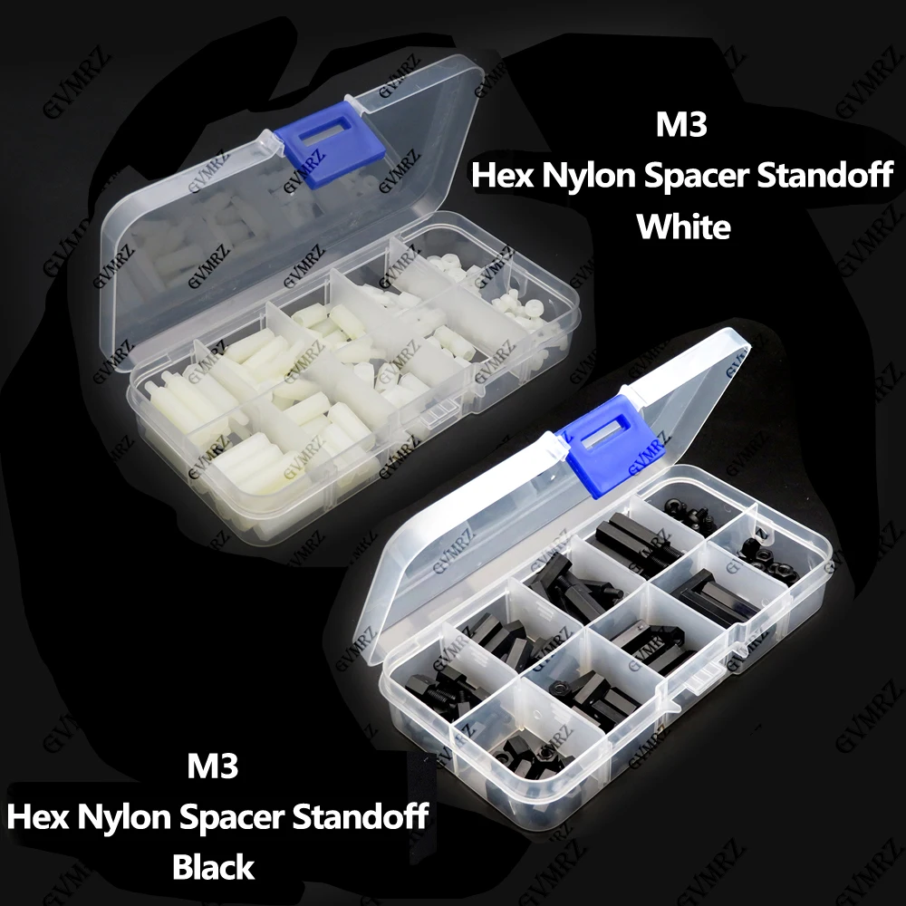 120PCS M3 Hex Nylon Spacer Standoff Kit - Black & White for Electronics DIY Projects White Black