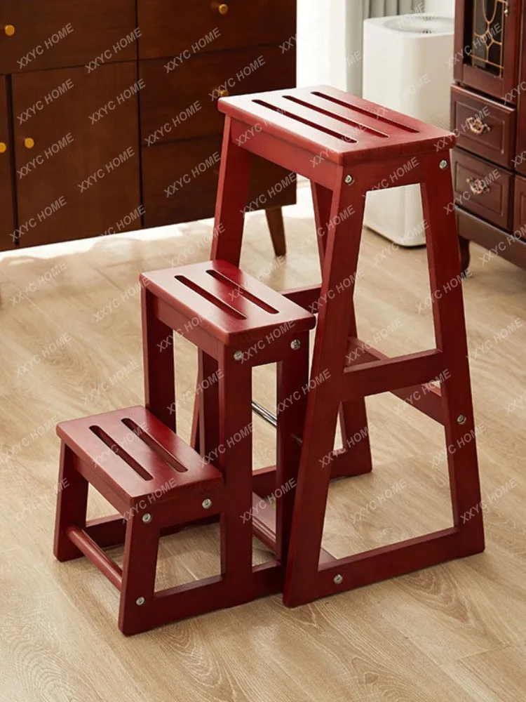 Solid Wood Step Stool Home High Bench Creative Folding Stool Stair Chair