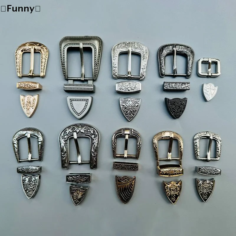 

1 Set Three-Piece Belt Buckle Set Vintage Carved Pin Buckle Set DIY Leather Waistband Parts Accessories〔Funny〕