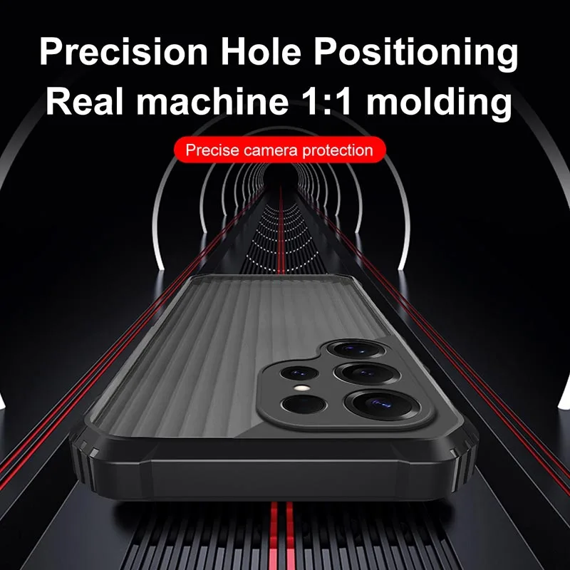 حافظة لهاتف سامسونج جالاكسي S25 S24 S23 Plus S22 Ultra S21 S20 FE، غطاء خلفي فاخر بشريط عمودي فائق الحماية