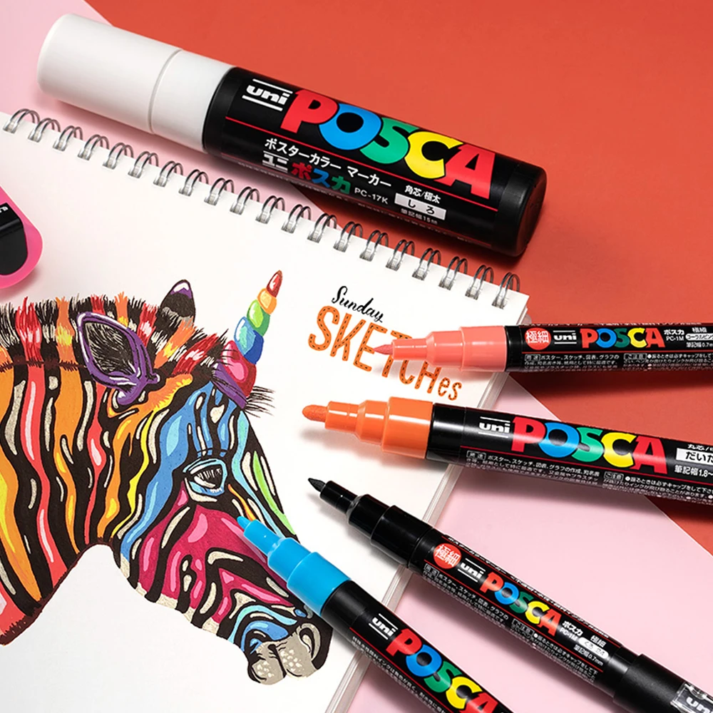 24 لون اليابان UNI مجموعة أقلام تحديد 0.9-1.3 مللي متر POSCA الاكريليك PC-3M المياه القائمة لون ماركر البوب المشارك الكتابة على الجدران اللوحة لوازم