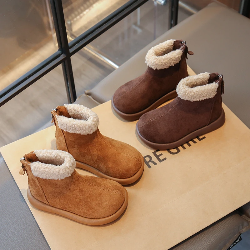 

Children Ankle Boots Winter Warm Furry Boys Girls Causal Cotton Boots Fashion Simple Kids School Snow Boots Classic Size 26-37