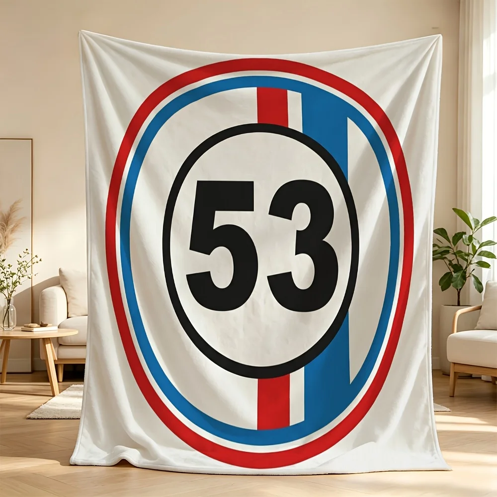 Premium Number 53 Throw Blanket Sofa Bed Decor Red Blue Stripe Modern Geometric Pattern Home Living Room Cozy Gift Throw