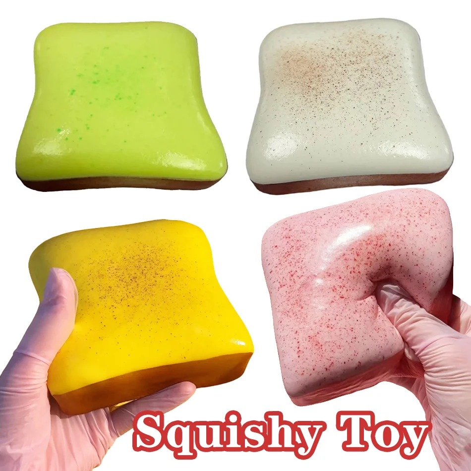 4er-Set Butter Toast Squishy Fidget Toy – Weiches, langsam aufsteigendes Quetschspielzeug zur Angstlinderung, Stressabbau und sensorischen Entspannung für alle Altersgruppen