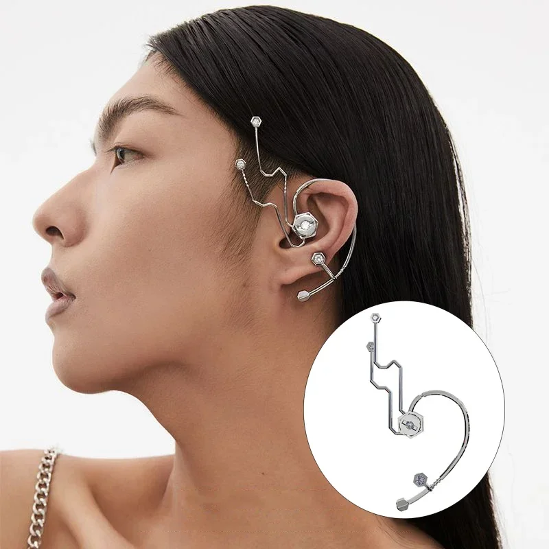 Cyberpunk New Future Metal Ear-hook Gothic   Hip Hop Unisex Ear Clip Fashion Street Design   Jewelry Accessories Earwear Gift