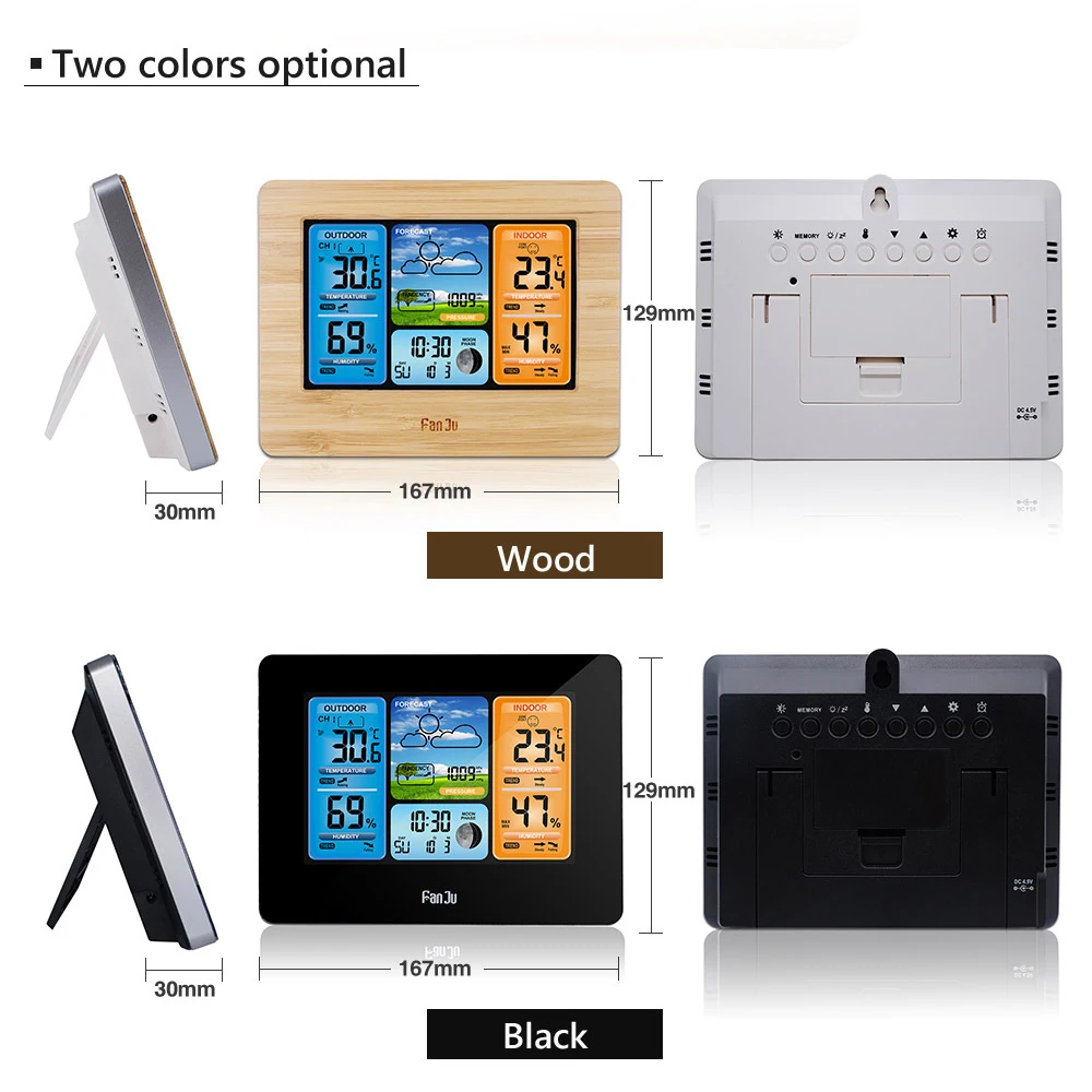 Digital Weather Station Clock Indoor Outdoor previsioni del tempo barometro termometro igrometro con sensore esterno Wireless