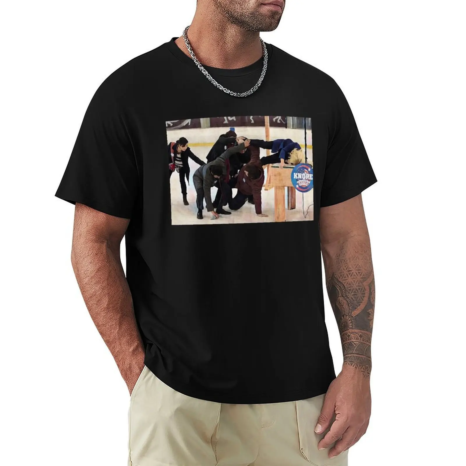 Parks and Recreation: Get on Your Feet, 2012. Oil on Canvas. T-Shirt Christmas Casual Short Sleeve Top