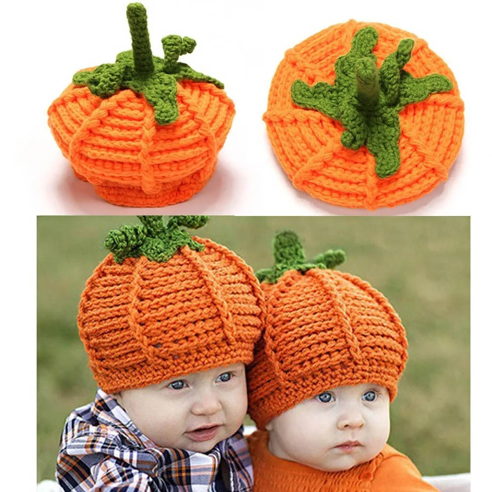 Kürbis hut niedliche Requisiten Halloween gestrickte Baby pflege Foto zubehör Neugeborene Fotografie Requisiten Baby Hut Outfit Foto Hut