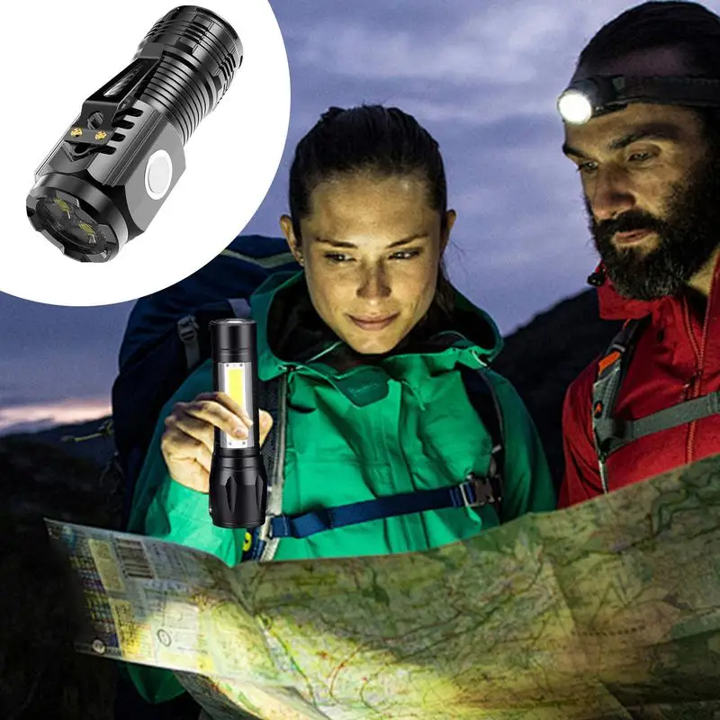 Electric Flashlight Camping Flashlight Light Super Bright Side Light Rechargeable USB Multi-purpose Portable Flashlight For Home