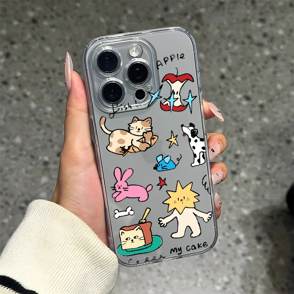 

Childlike Drawn Pet Silicone Phone Case for IPhone 17 16 15 14 13 12 11 Pro Xs Max Air Mini 7 8 6 6s Plus SE 2020 2022 Cover