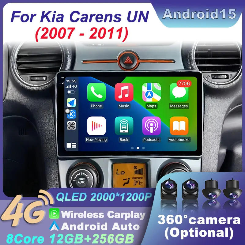 Автомобильное радио для Kia Carens UN 2007-2011, GPS-навигация, Android 15, мультимедийный Carplay, авто, без 2din, интеллектуальные системы, стерео