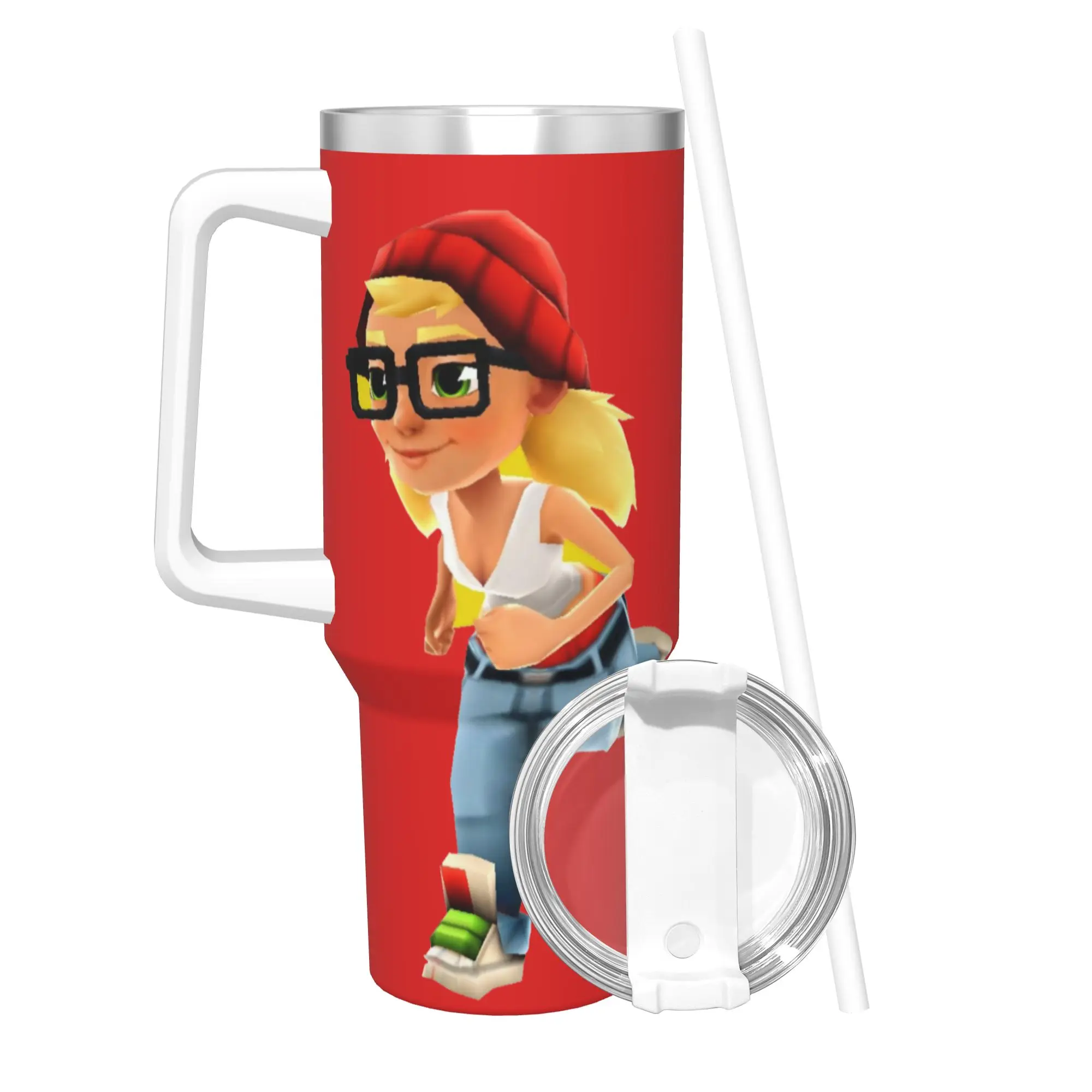 

Tricky Subway Surfers Running Tumbler Vacuum Insulated Coffee Cups Vacuum Flask School Mugs Water Bottle, 40oz