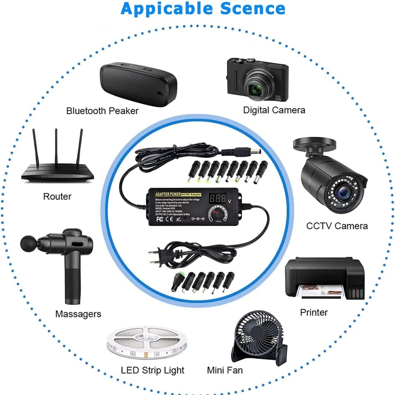 التيار المتناوب إلى تيار مستمر امدادات الطاقة قابل للتعديل مختبر مصدر الطاقة 3 فولت-24 فولت-3A المحمولة مهايئ عام الاتحاد الأوروبي/الولايات المتحدة التوصيل التمساح كليب #3