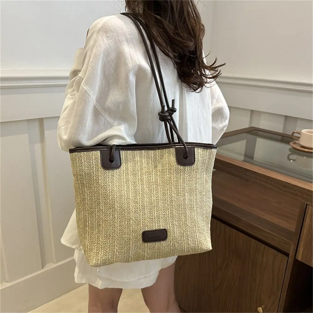 Fashion Woven Shoulder Bag Rattan Handmade Braid Tote Bags Large Capacity Big Handbags for Summer Beach