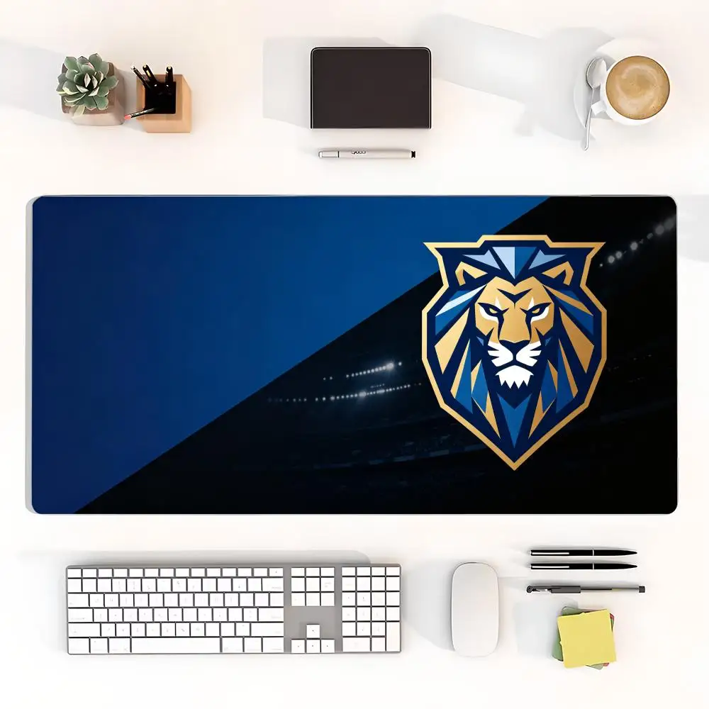 Blue black spotlight metal team emblem playmat lion shield paw competitive gaming office mousepad