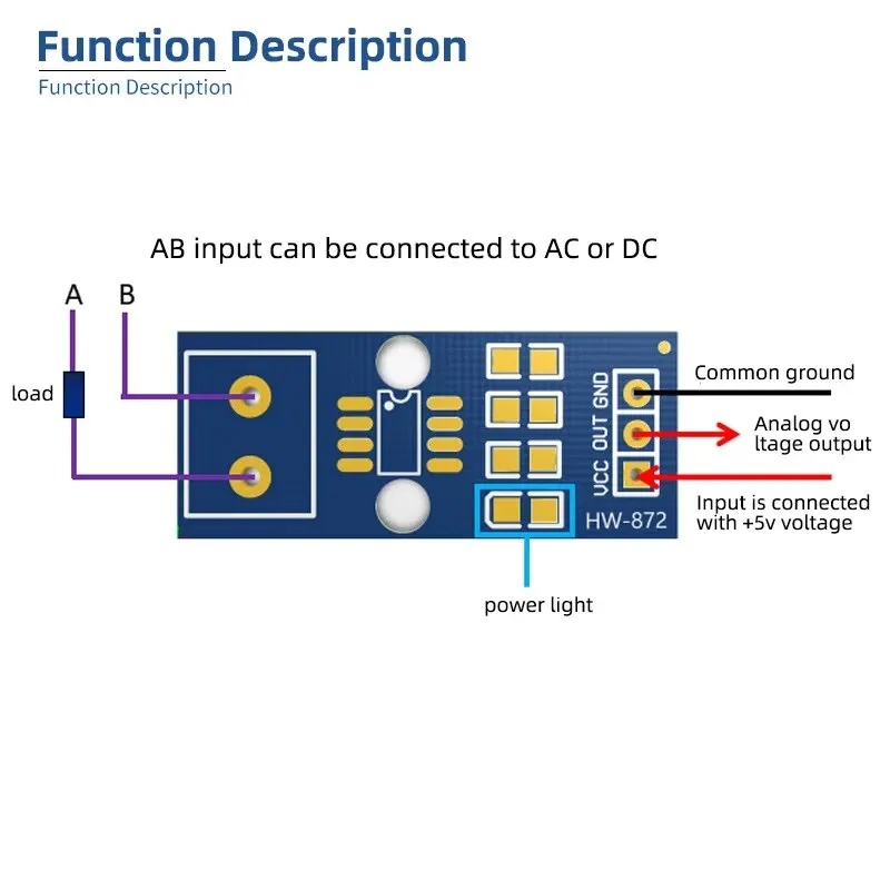 ACS712 Module 5A/20A/30A Range Current Detection Board ACS712-05B Hall Current Sensor