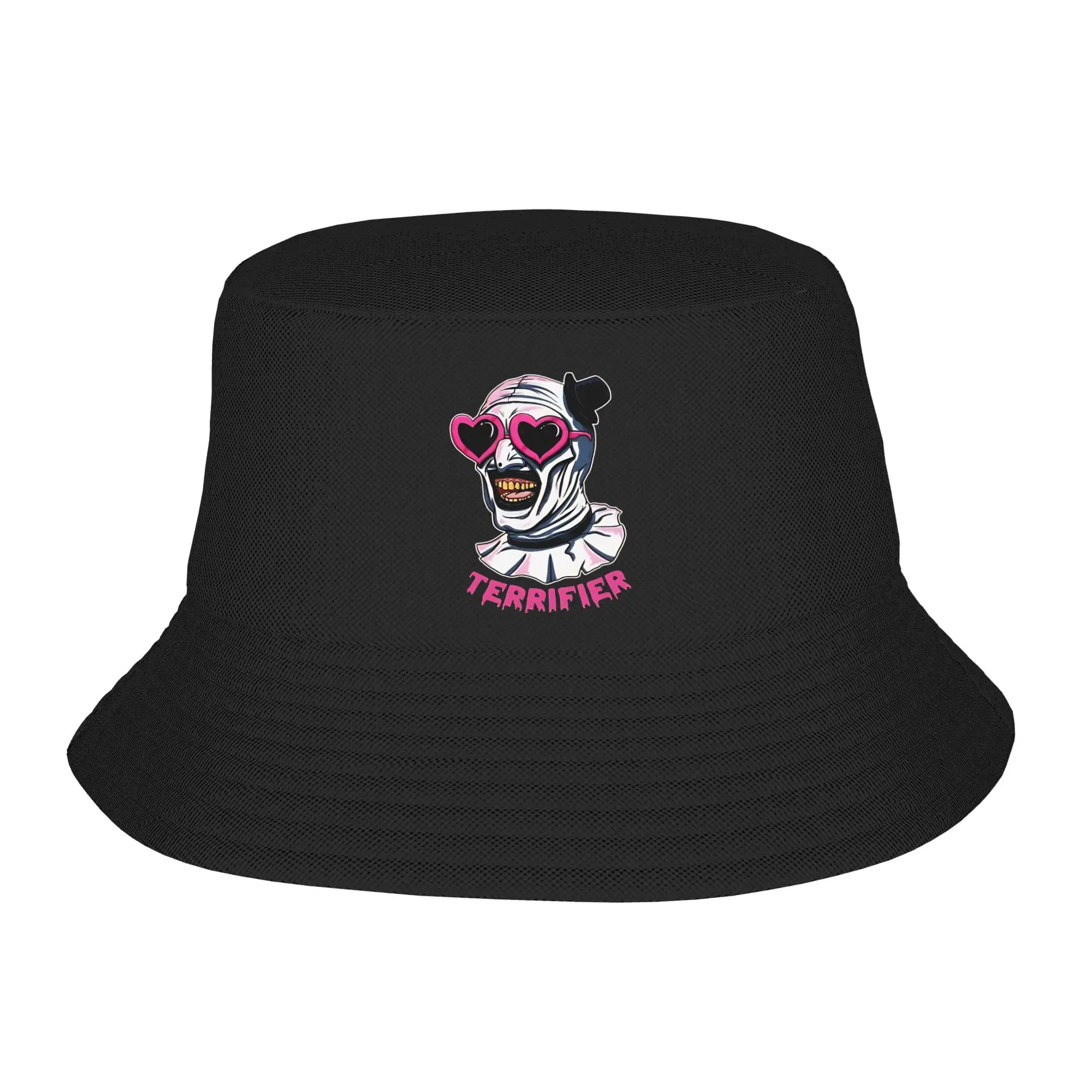 Terrifier Art Die Clown-Herzbrille  Bucket Hat Summer  Casual Fisherman Hats For Unisex Soft Fold Beach Travel Caps Visor Hats