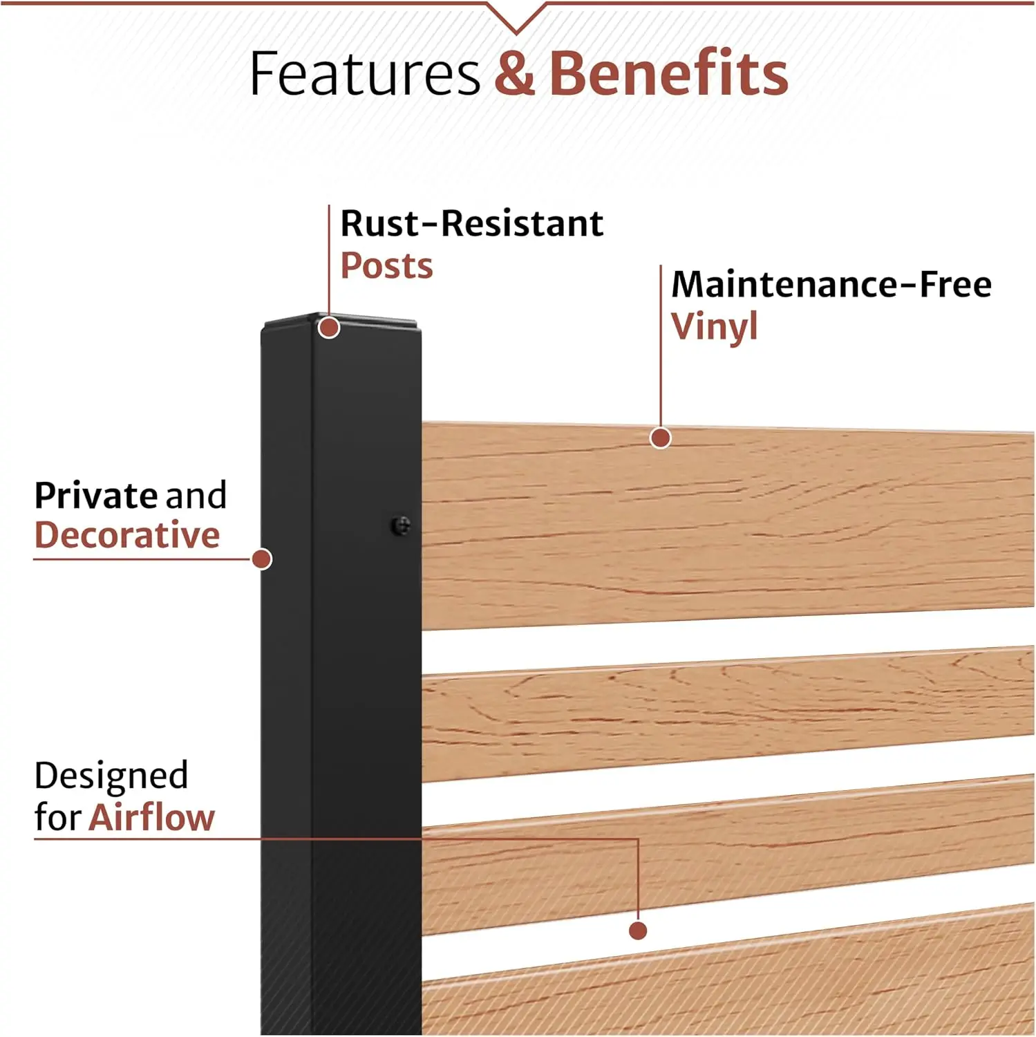 4ftH Florence Privacy Screen w/Planter Box, Freestanding Cedar Vinyl