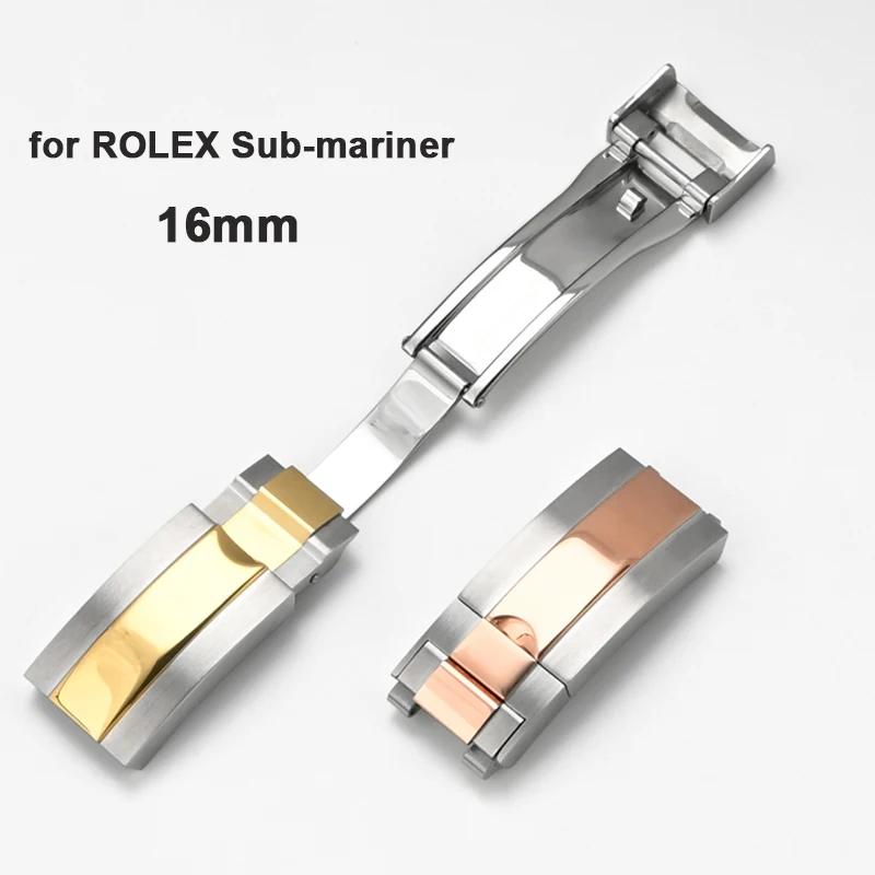 9mmx16mm Stainless Steel Clasp for Rolex Submariner GMT Master Daytona Water Ghost Watch Band Solid Metal Safety Folding Buckle