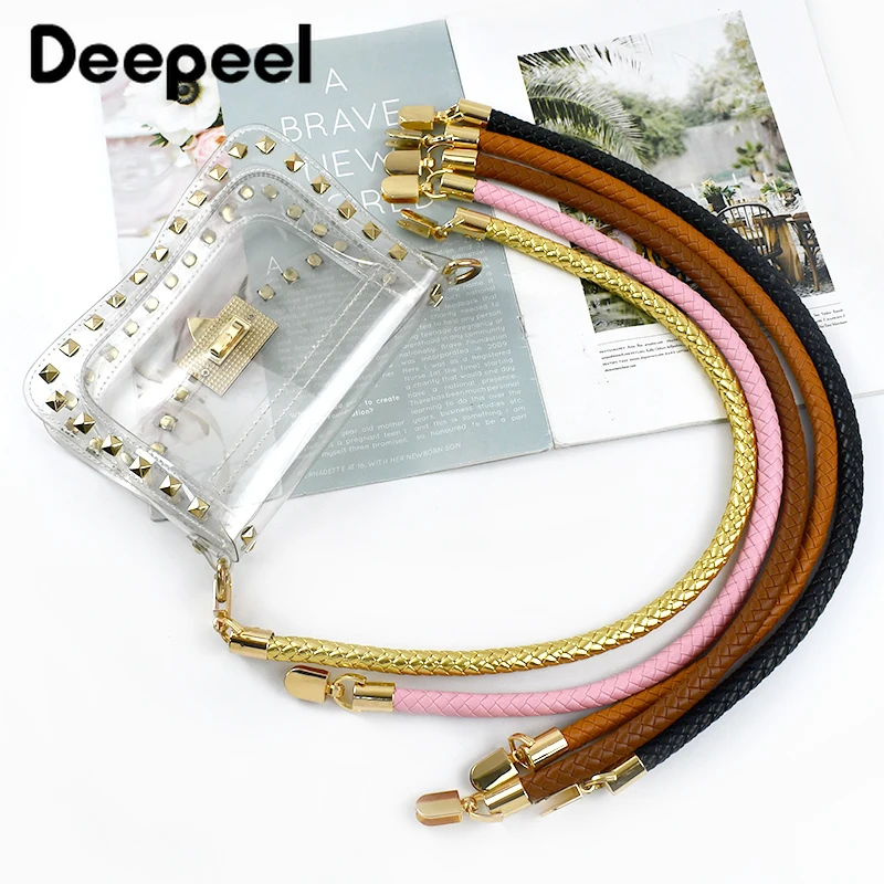 

2Pcs Deepeel 30/40/60cm Fashion PU Leather Woven Bags Handle Women's Handbag Purse Replace Shoulder Straps DIY Bag Accessories