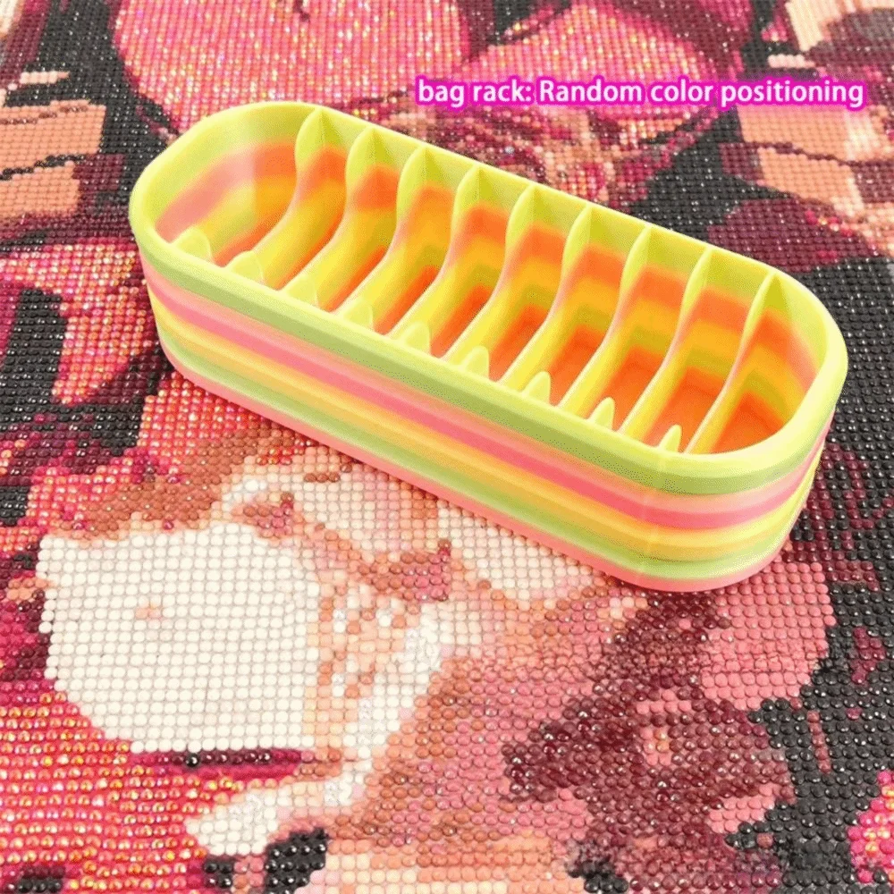 10 Grids Diamond Packets Storage Box Portable Gradient Color Bags Storage Rack Individual Slots Space Saving Desktop Storage Box