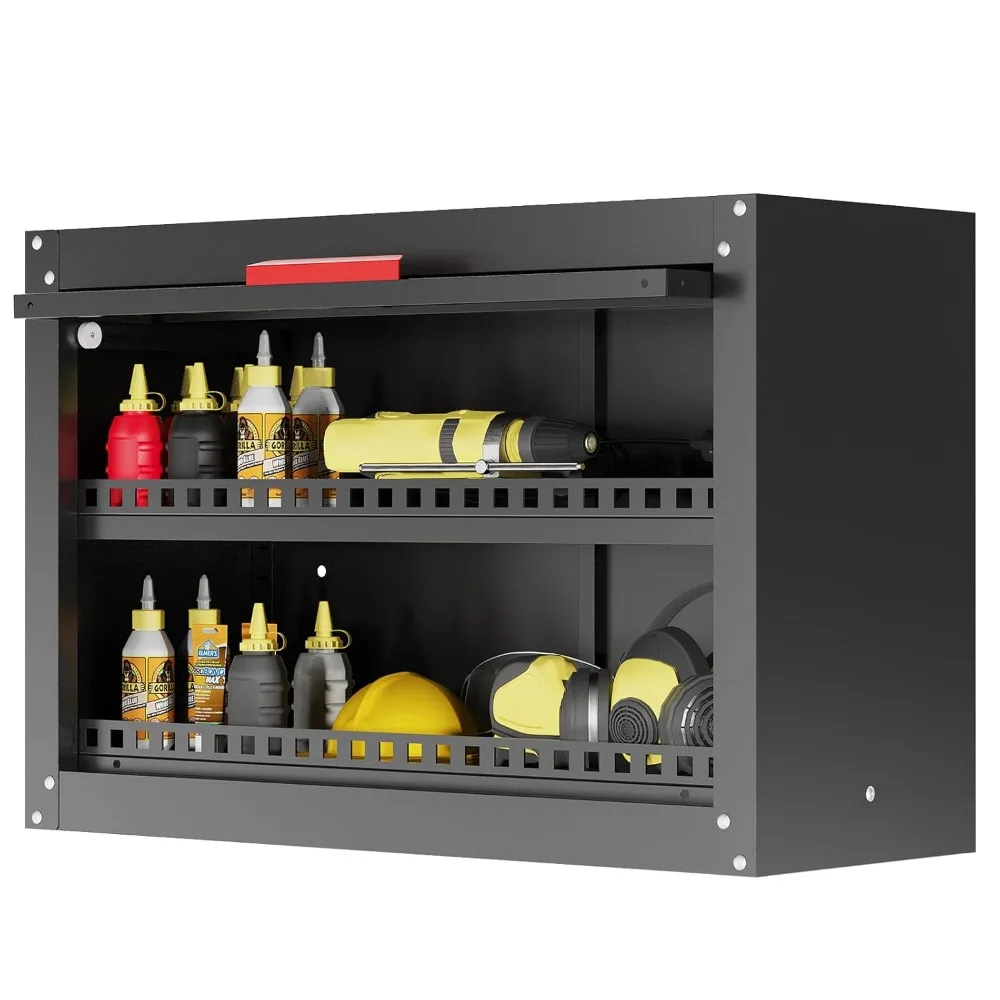 

Металлический гаражный настенный шкаф, шкаф для хранения вещей с дизайном откидной двери, настенный гаражный шкаф с регулируемой полкой и индивидуальным дизайном