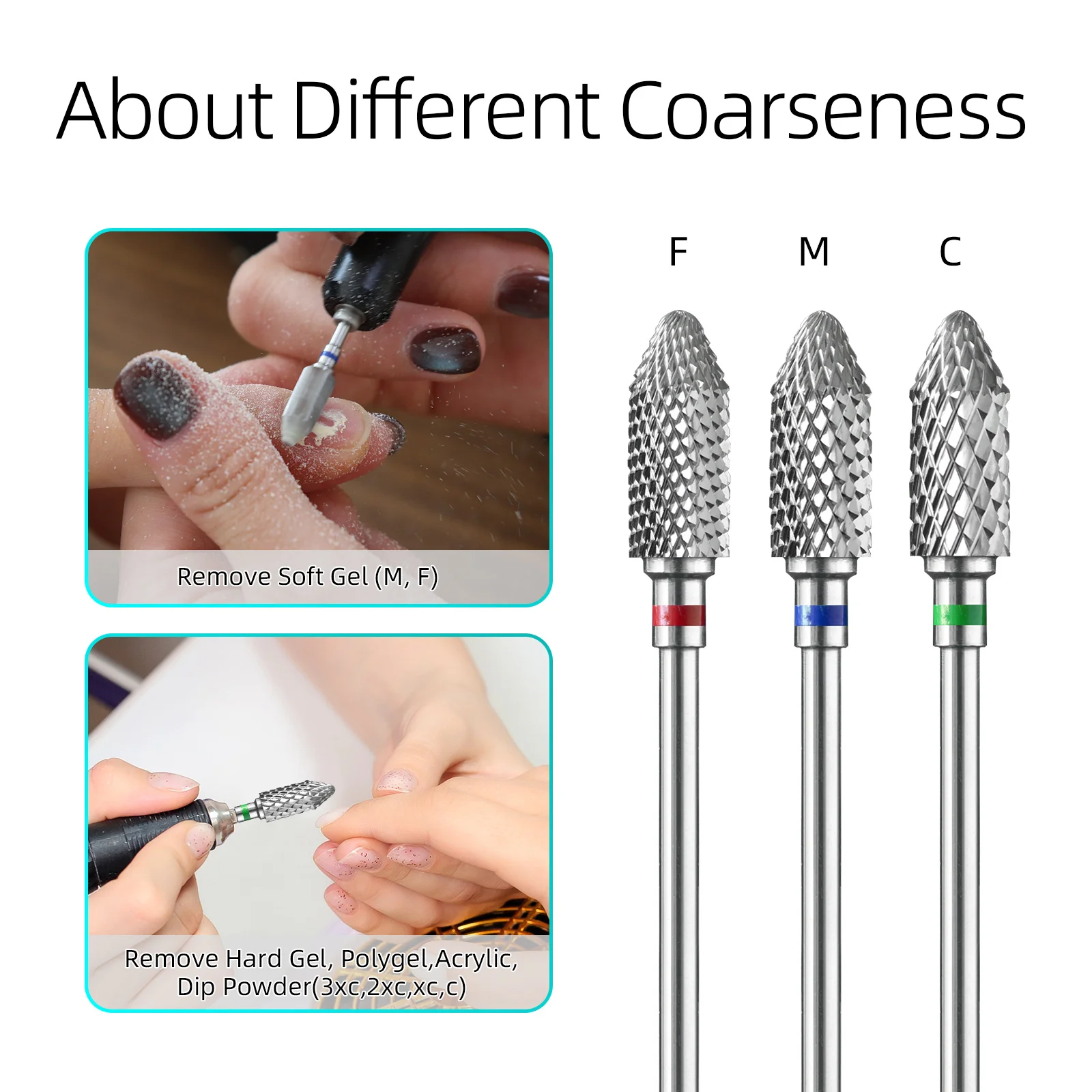 HYTOOS Brocas de Carburo de Tungsteno Profesionales para Uñas, Herramienta de Eliminación de Gel Acrílico en Forma de Barril y Cono, Accesorios para Taladros Eléctricos y Limas de Manicura