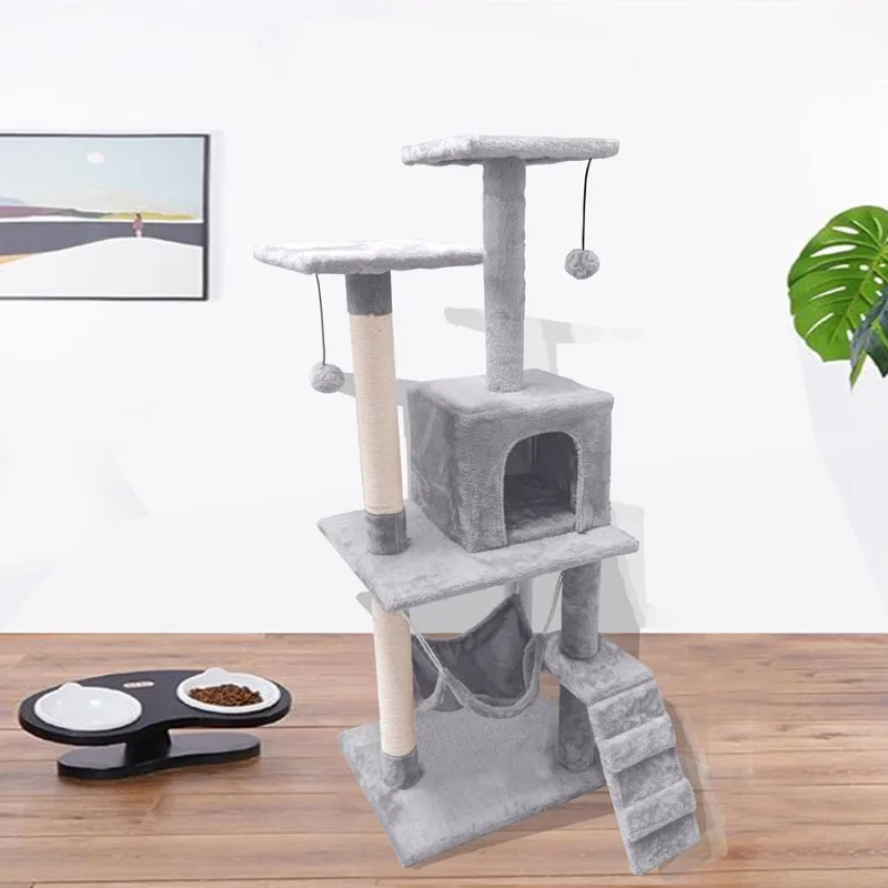 Indoor Play Cat Toys Plush Cat Tree Tower Multilevel Scratching Post Condo Bed Hammock Sisal Durable Modern Home Decor