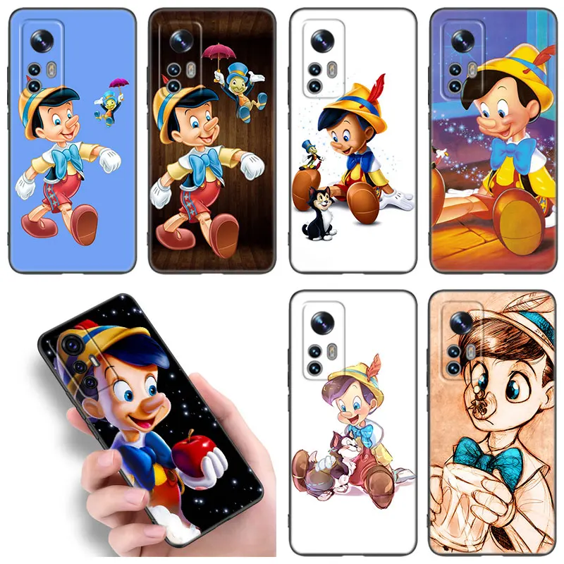 Funny Anime Pinocchio Phone Case For Xiaomi Mi 9 SE 8 10 10T 11 12 13 Lite 9T 11T 12S 12T 13T Pro 11i 12X Black Silicone Cover