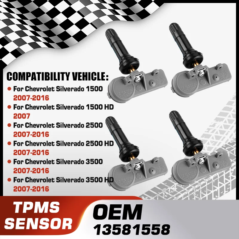 

Car TPMS Tire Pressure Monitor Sensor System For Chevrolet Silverado 1500 1500 HD 2500 2500 HD 3500 3500 HD 13581558 13586335