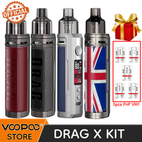 Official VOOPOO DRAG X Pod Mod 80W 4.5ml Magnetic PnP Pod MTL Coils Vape Kit Electronic Cigarette with Free 5pcs PnP VM1 Coils